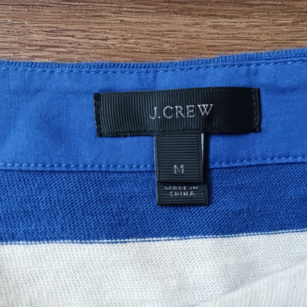 J.Crew Womens Blue Striped Cotton Tunic Dress Split Neck 3/4 Sleeve F1169 M - Picture 4 of 7
